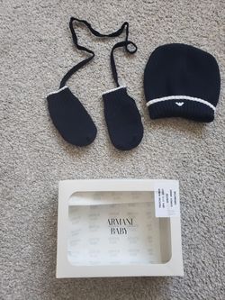 Georgio Armani baby hat and mittens