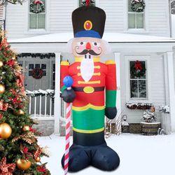 8ft Inflatable Christmas Nutcracker Soldier Light up LED Yard Decoration Blow Up
