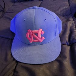 North Carolina Hat Light Blue With Pink Logo Fitted Large Xl 8D5