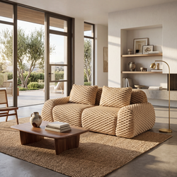 Olathe 82" Flannelette Fabric Modular Loveseat Sofa with Pillows