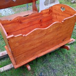 Solid Oak Large Rocking Cradle