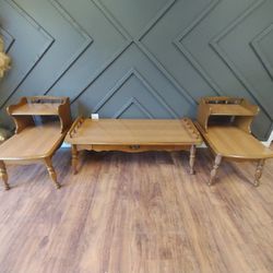 Mid Century Maple End Tables And Coffee Table Set