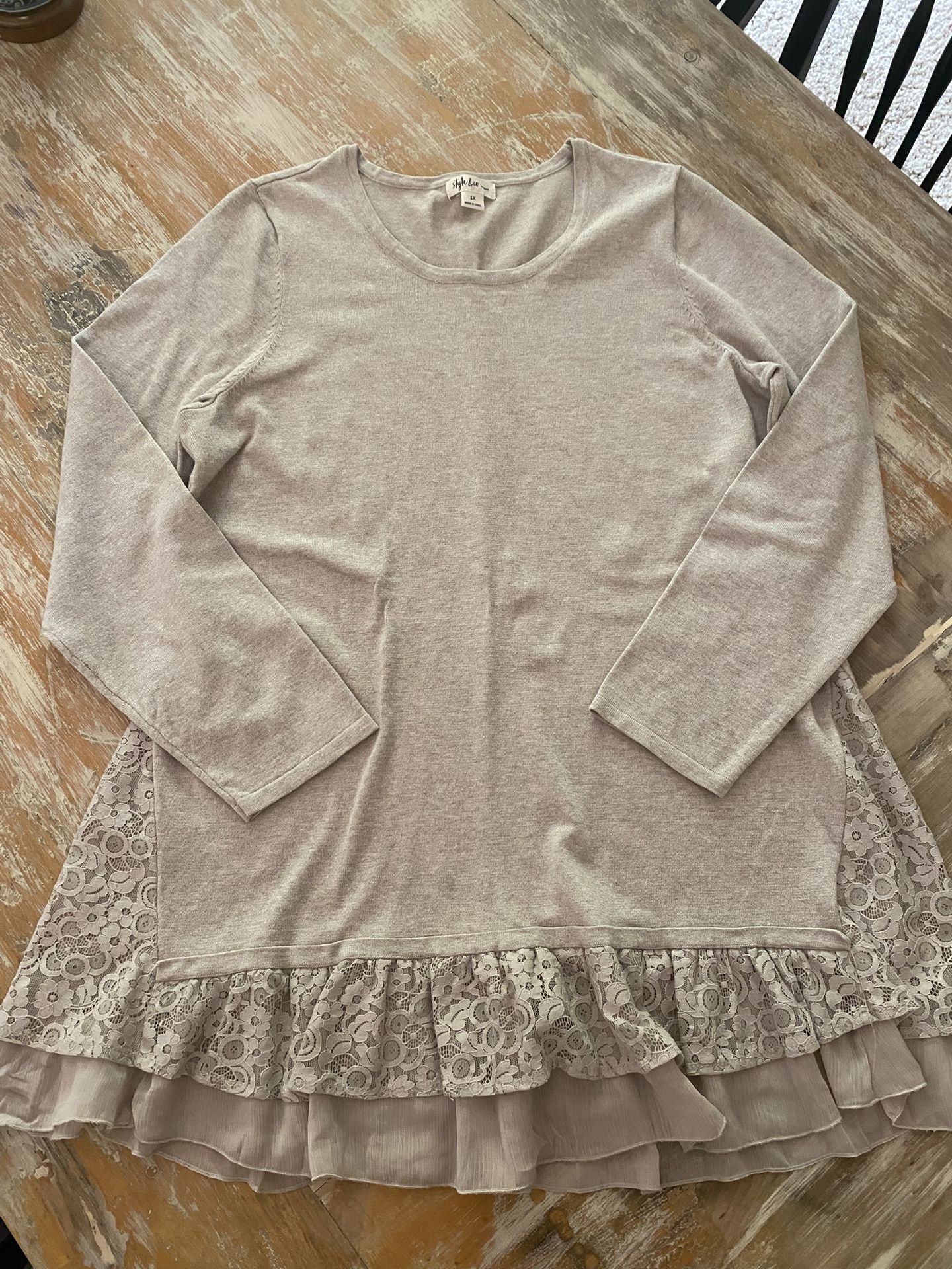 Boho Lace And Ruffle Sweater