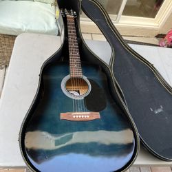 Very Nice And Colorful  Acoustic Guitar by the SANTA ROSA FOLK GUITAR COMPANY and Hard Case Great condition
