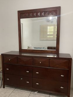 Wood Dresser + Mirror Set