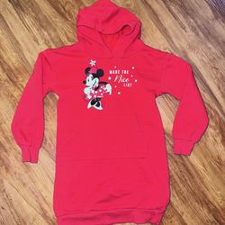 Disney Minnie Mouse Girls size 7 Red Christmas Hoodie Sweatshirt Sweater MADE TH