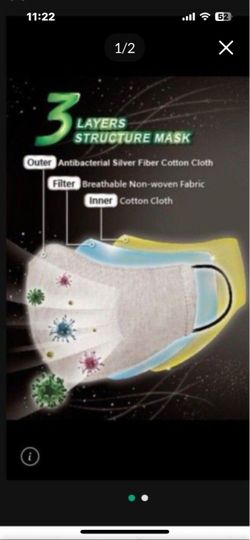 NEW Silver Ion High Tech Anti-bacteria 3 Layer Face Mask Reusable washable Work Office School Outdoor Indoor Healthy Travel Trip Office Work Airport