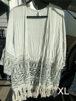 Xhilaration Cream Lace Lightweight Open Front Sweater Boho Flowy Cardigan