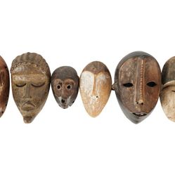 6 African Carved Wood Masks