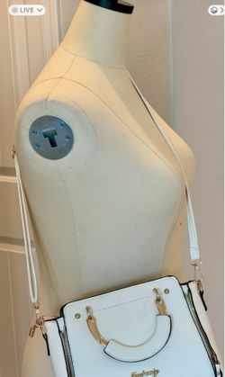 White Crossbody Handbag with Gold Cat-Ear Hardware (Like New)