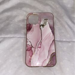 Pink Marble Phone Case With Gold Spots