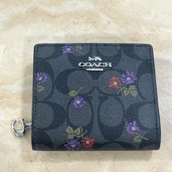 NWT COACH Flowers Snap Wallet In Signature Canvas