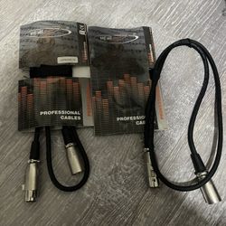 XLR audio cords 2 pc set new  1 meter long 3 ft 