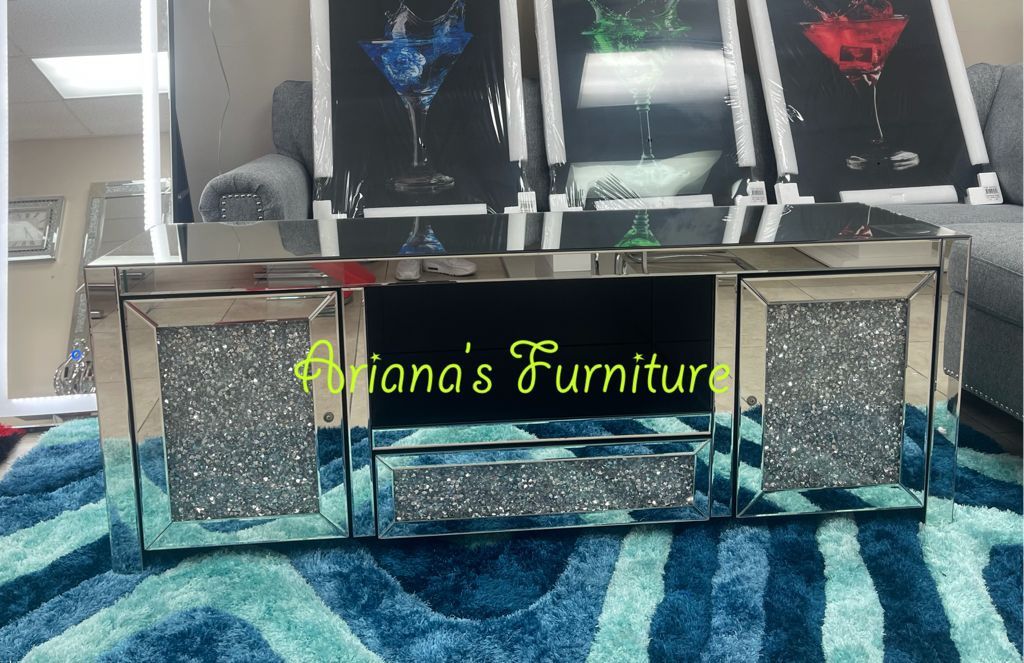 New T V Stand Encrusted Diamonds 59x16x22