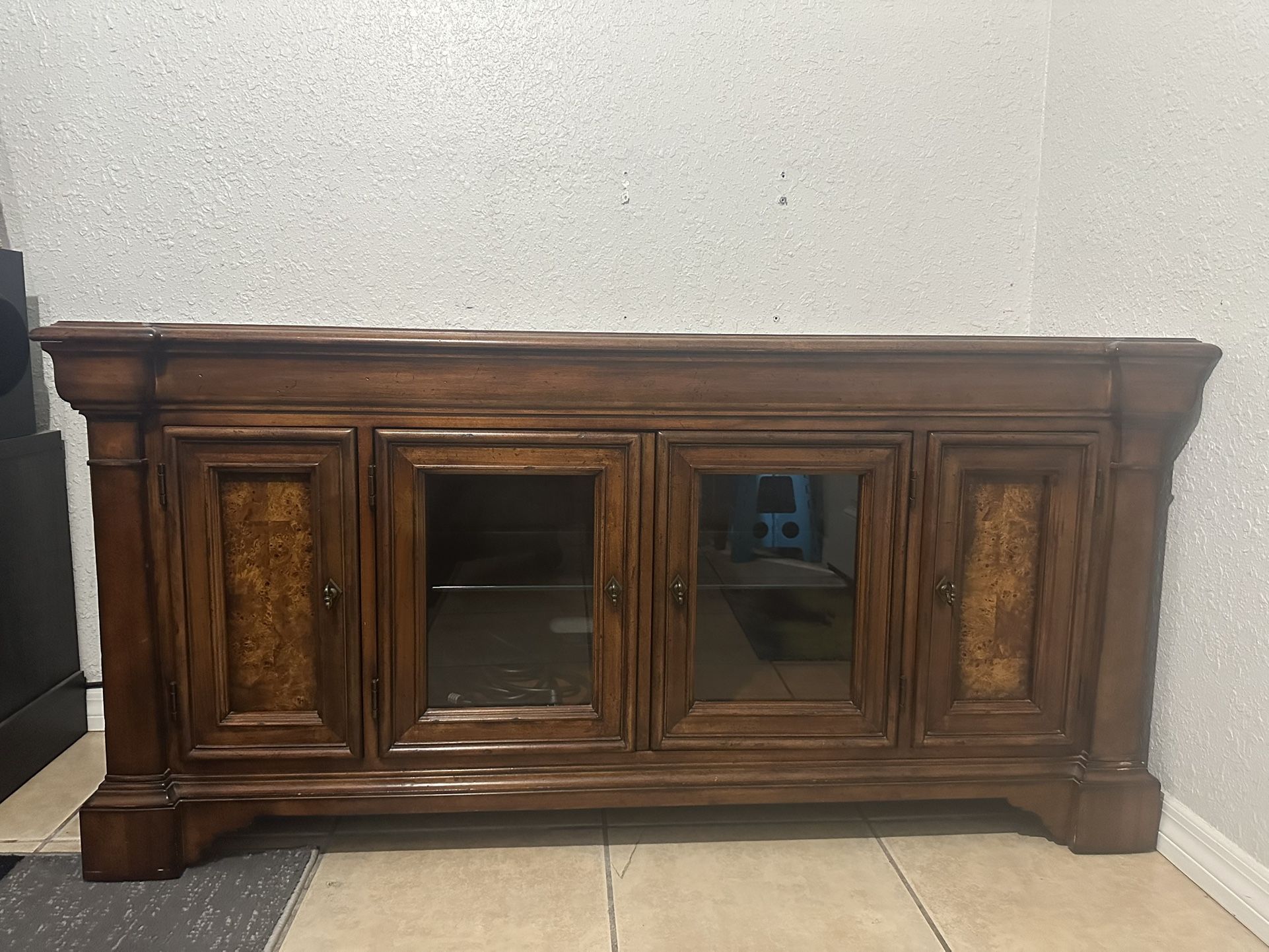 Wood Entertainment Center & Side Tables