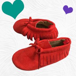 Old Navy Brick Red Moccasins Shoes Infant Girls 12-18 Months