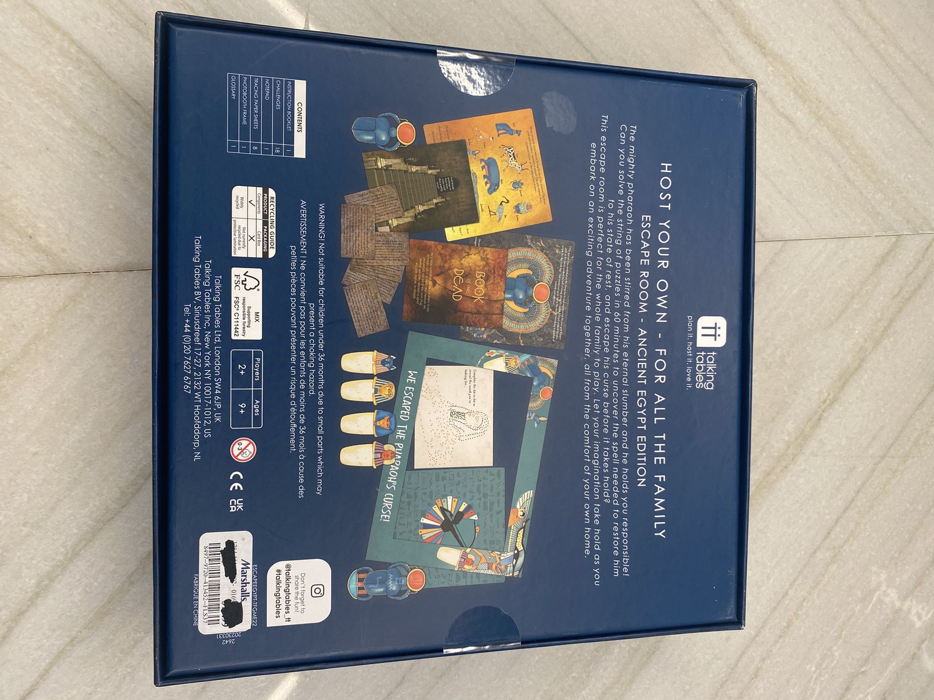 Talking tables escape room game ancient Egypt, 2–6 players never opened