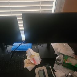 2 20 Dell Monitors, Web Cam, Keyboard,  Headset 