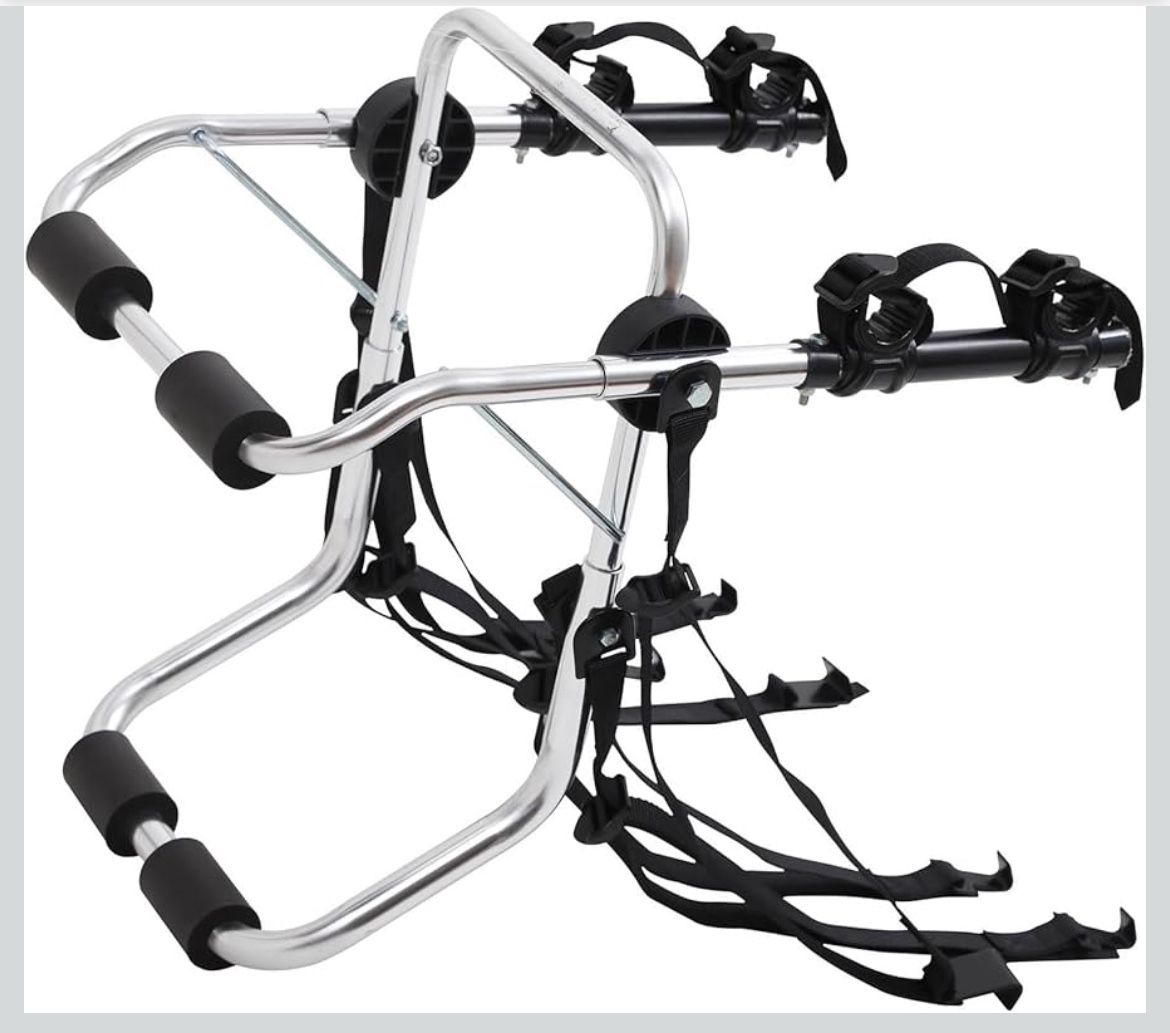 Aluminum 2-Bike Rack, 70 lbs Capacity, Lightweight Trunk Mount Bike Rack with Hooks and Loops, Fits 2" Receiver for Cars SUVs Minivans