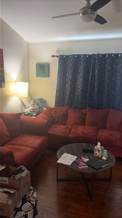 Red Microfiber Sectional Sofa and love seat