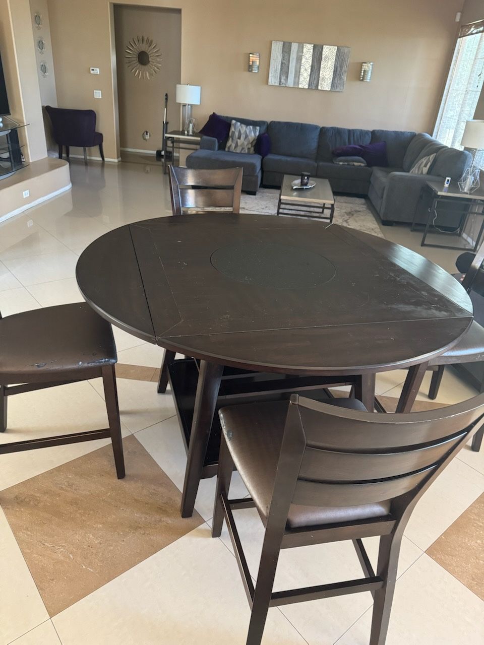 Dining Table Set - 5 Piece Set Round And Square 