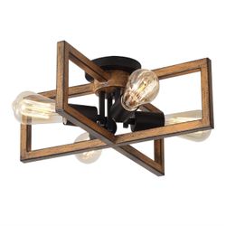 4-Lights Retro Semi Flush Mount Ceiling Light Fixtures