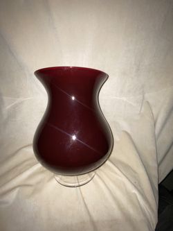 Partylite Red Ruby 4 Pc Vase Bowel And Two Glass Style Candle Holders 