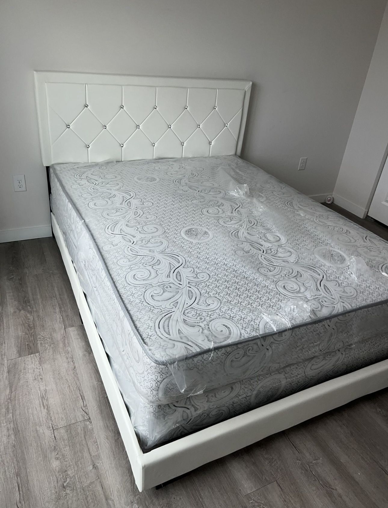 NEW BED FRAME FULL SIZE WITH MATTRESS AND BOX SPRING