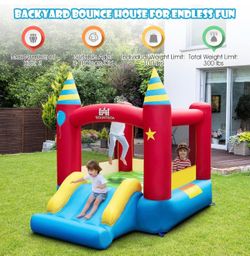 BOUNTECH Inflatable Bounce House, Bouncy House for Kids 3-10 Indoor Outdoor Family with Large Jumping Area, Slide
