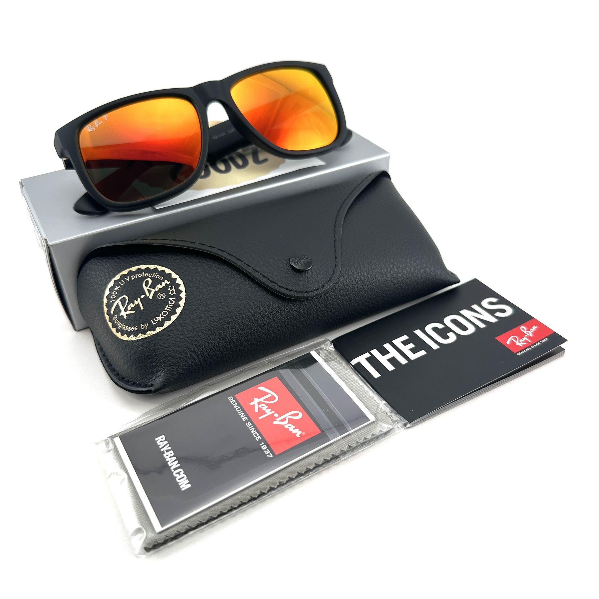 NEW Ray Ban Justin Classic Polarized Sunglasses 622/6Q Red Lens