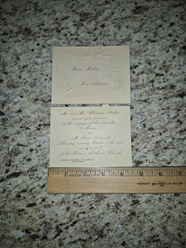 Vintage Wedding Invitation, 1895