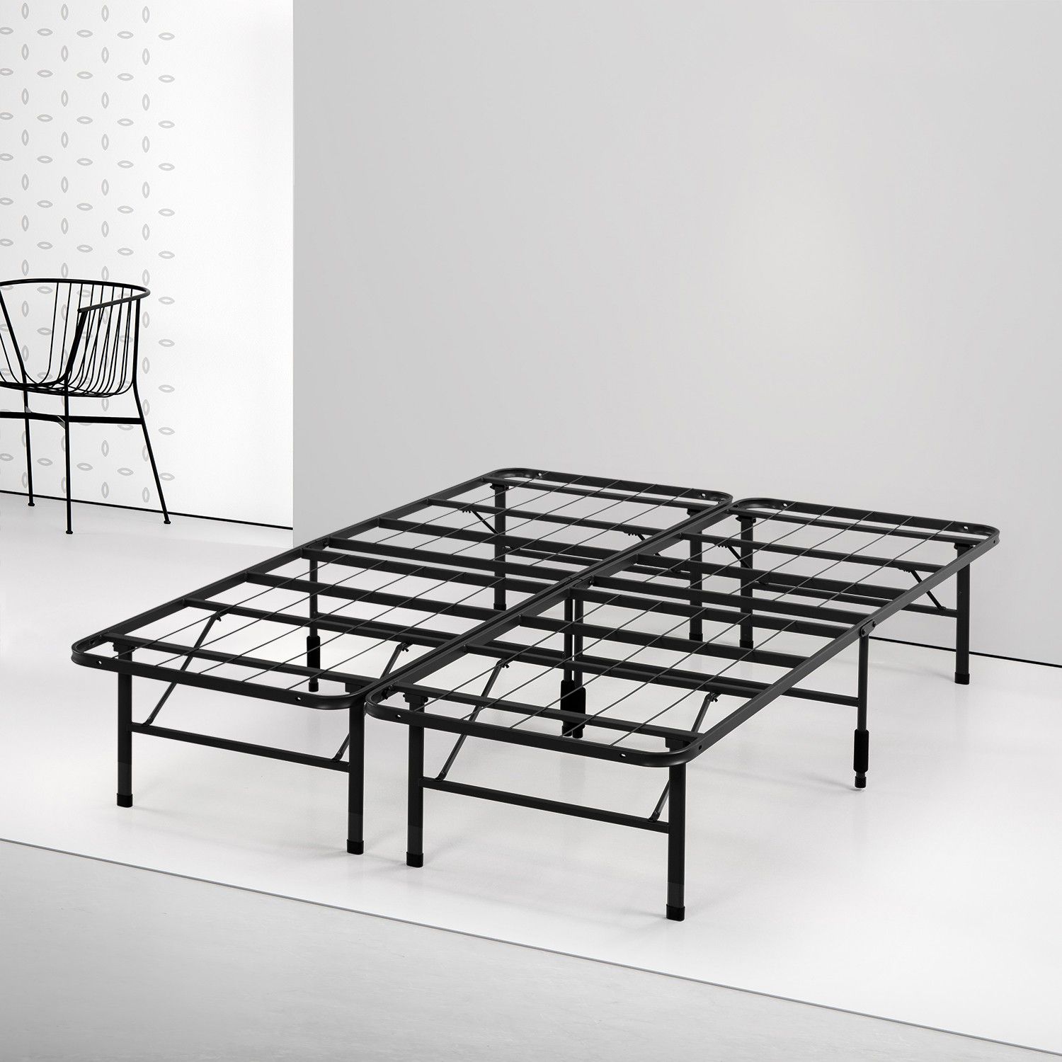 Metal foldable bed frame queen size - like new