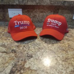 2 Red New Donald Trump Hats 1 Mesh Snap Back 1 Adjustable Velcro Back