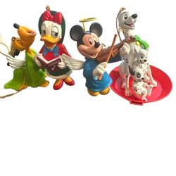 Disney Christmas ornaments  dalmation ,Mickey,Pluto, daisy all 3.5” they all have boxes Dalmatian tail is broken needs to be glued on   T-215