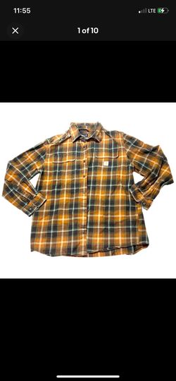 Carhartt Heavyweight Loose Fit Long Sleeve Flannel Shirt Large Brown Plaid