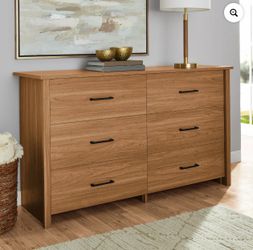 Modern 6-Drawer Dresser – Walnut Finish – Like New