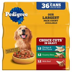 Pedigree Choice Cuts In Gravy Wet / Chopped Ground Dinner Food -13.2 0z -12pack