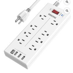 ONDOG Power Strip Surge Protector with 8-Outlet 4 USB Port ,6FT extension cord