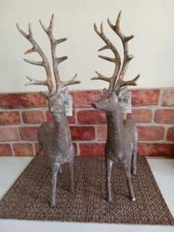 🦌 Rare Pair of Vintage Luxe Lodge Reindeer 🦌