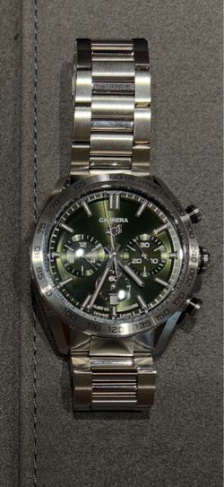 TAG Heuer Carrera Chronograph – Green Dial – Heuer 02 – 3 Straps + Box