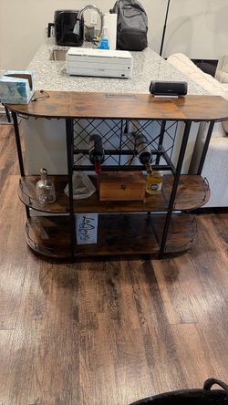 Industrial Bar Cabinet with Wine Rack