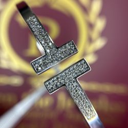 14K WHITE GOLD “t” BANGLE 