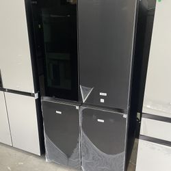 Samsung Bespoke 4 Door Flex Refrigerator With Beverage Zone In Black Stainless 