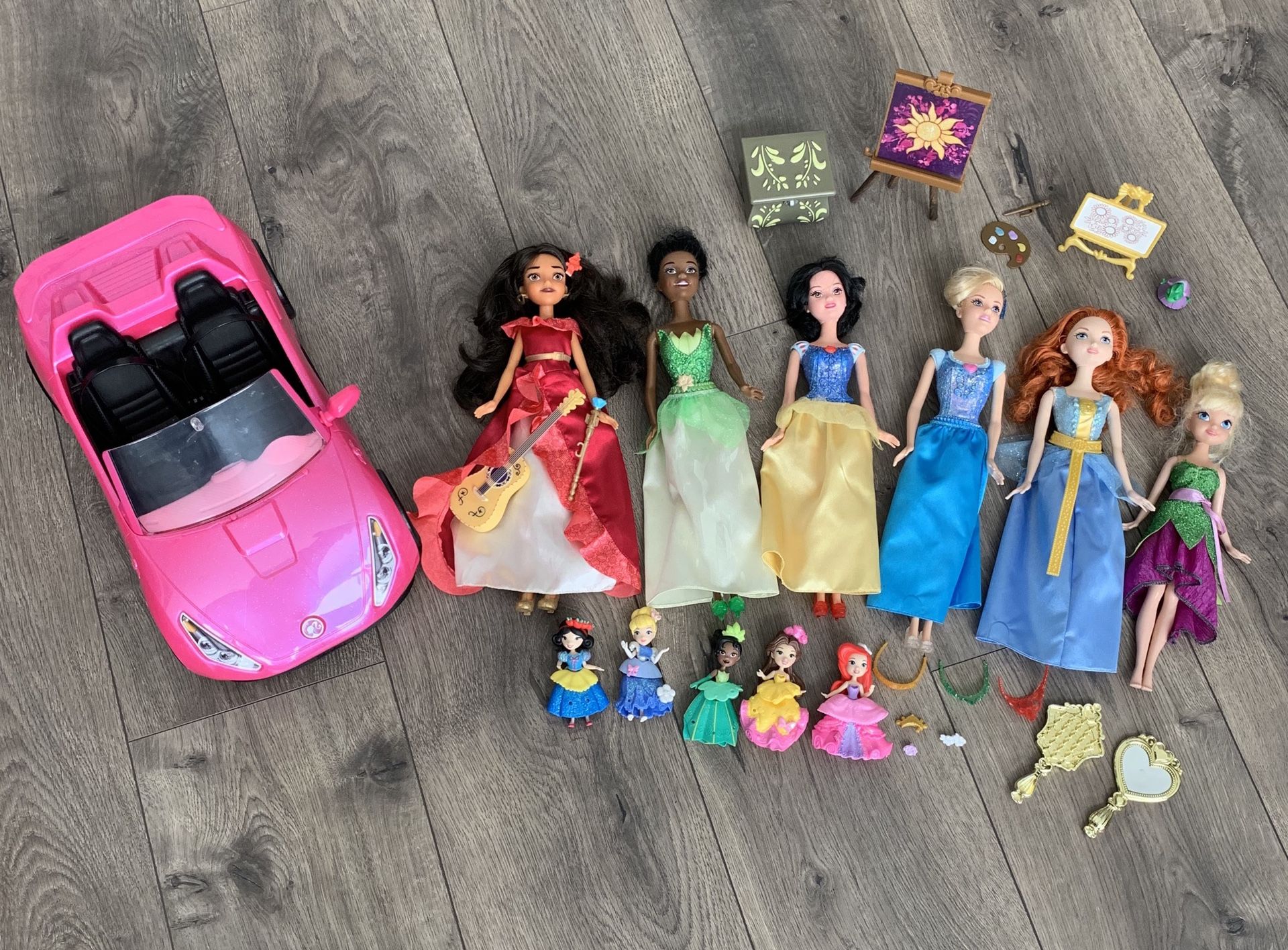 Disney Princess Dolls & Pink Car