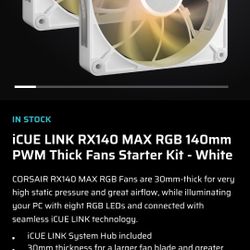 Corsair iCUE LINK RX120 RGB 120mm PWM Thick Fans Starter Kit - White