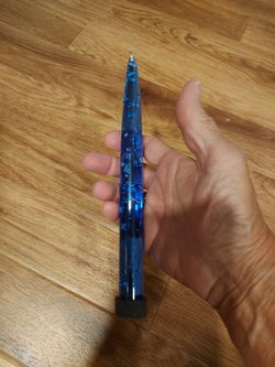 8" Blue Lucite Faux Candle