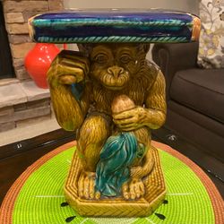 Vintage Ceramic Monkey Plant Stand