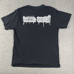Eighty Eight Men's Black Good Vibes T Shirt Size M Embroidered Smiley Face 