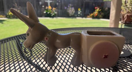 Vintage donkey with cart planter