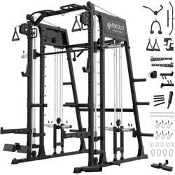2200 lb Squat Rack with LAT Pull System and Cable Crossover Machine